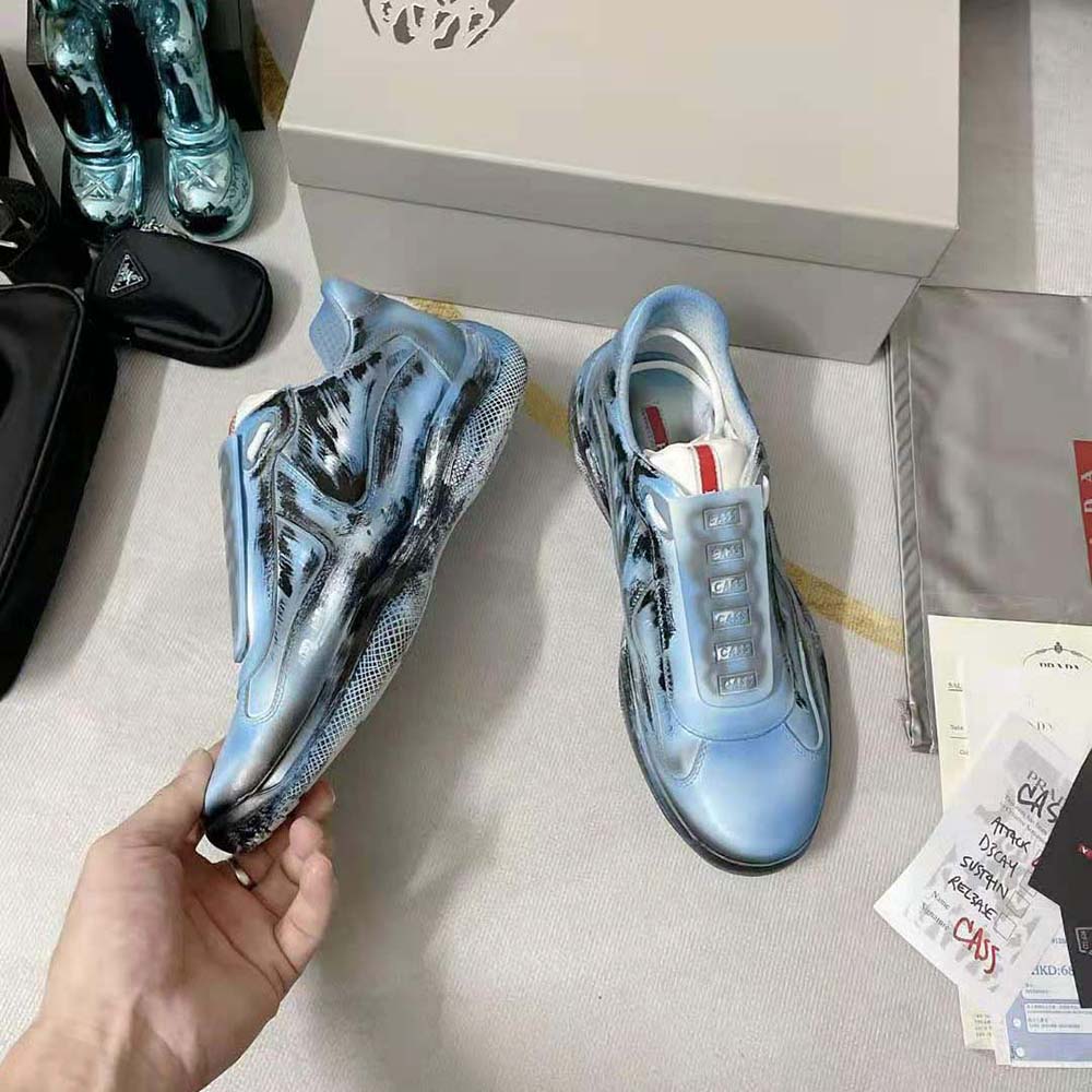 Prada Unisex Cass x Prada Americas Cup D3cay Sneakers-Blue - image 4