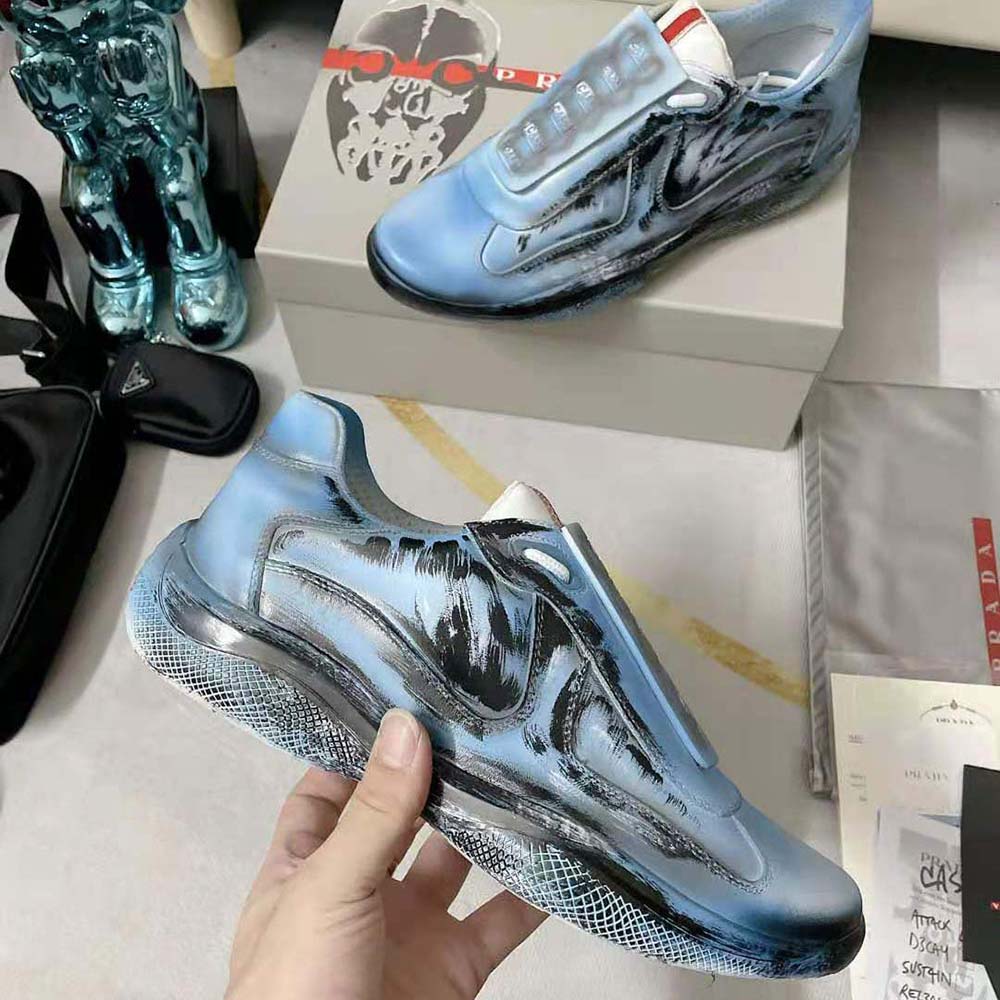 Prada Unisex Cass x Prada Americas Cup D3cay Sneakers-Blue - image 6