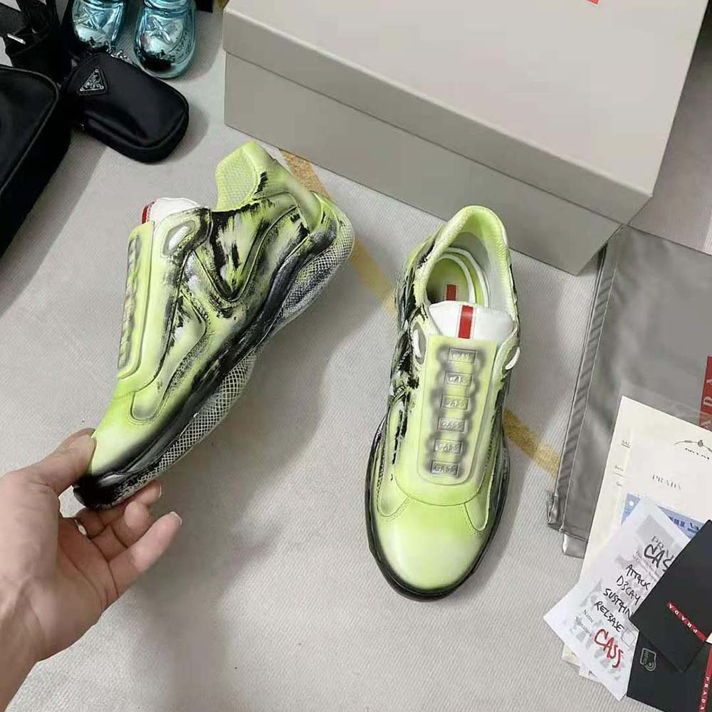Prada Unisex Cass x Prada Americas Cup D3cay Sneakers-Green - image 4