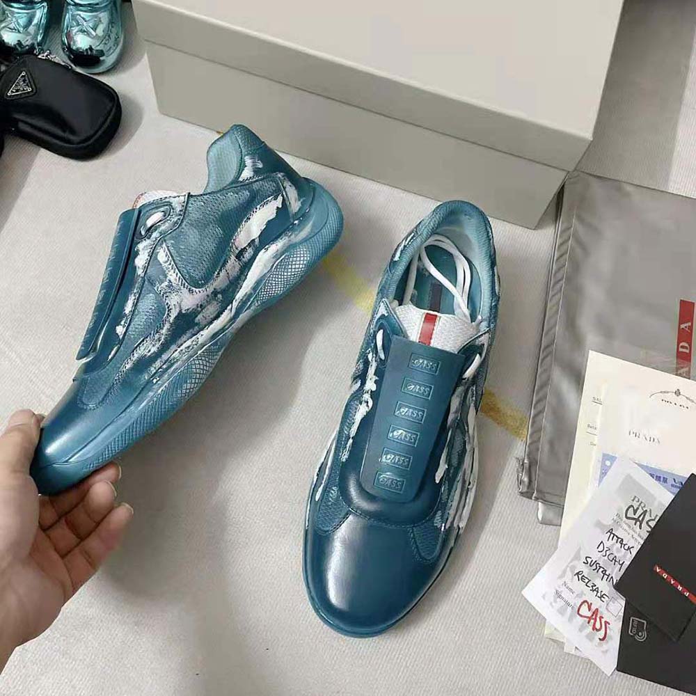 Prada Unisex Cass x Prada Americas Cup D3cay Sneakers-Navy - image 4