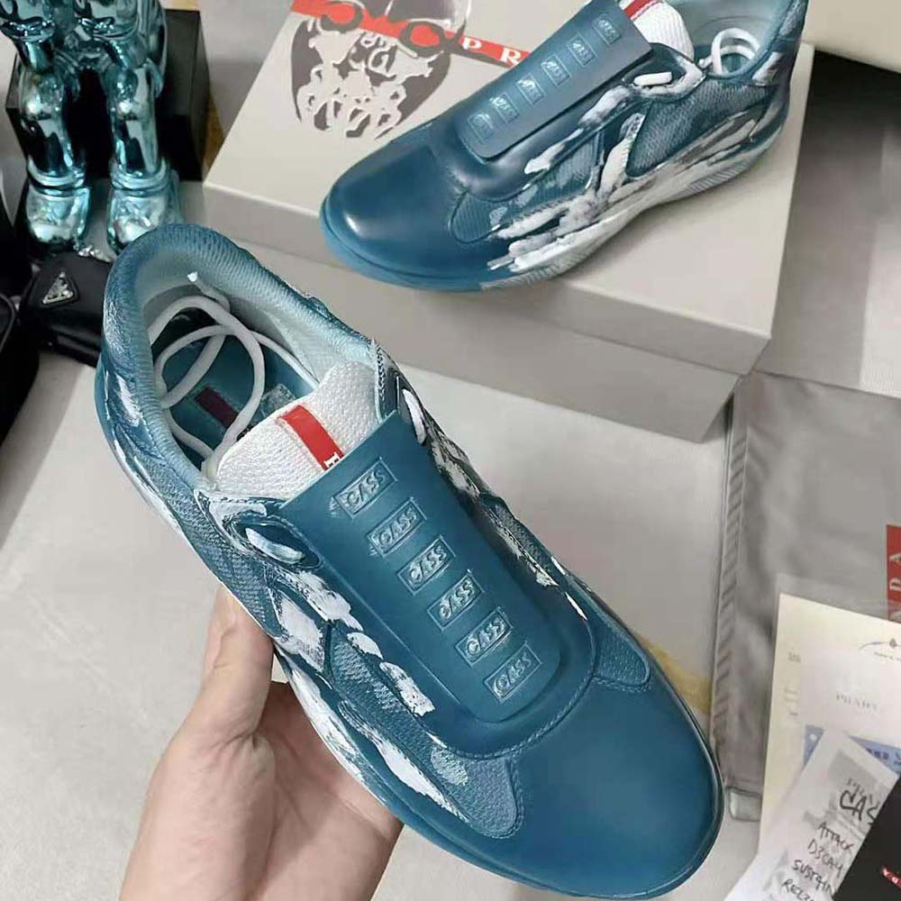 Prada Unisex Cass x Prada Americas Cup D3cay Sneakers-Navy - image 5