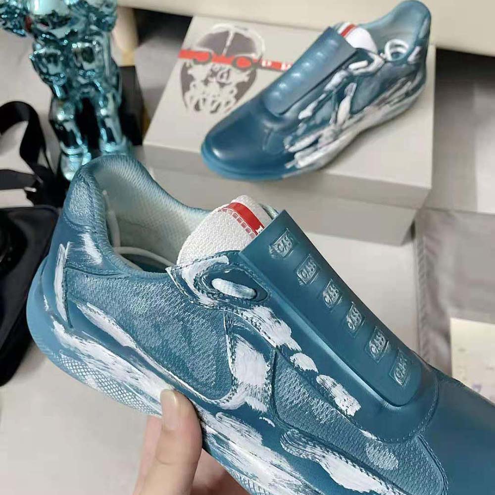 Prada Unisex Cass x Prada Americas Cup D3cay Sneakers-Navy - image 7