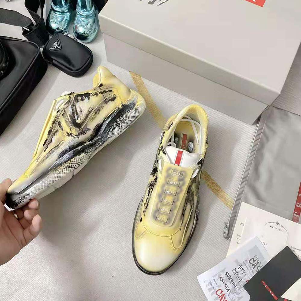 Prada Unisex Cass x Prada Americas Cup D3cay Sneakers-Yellow - image 5