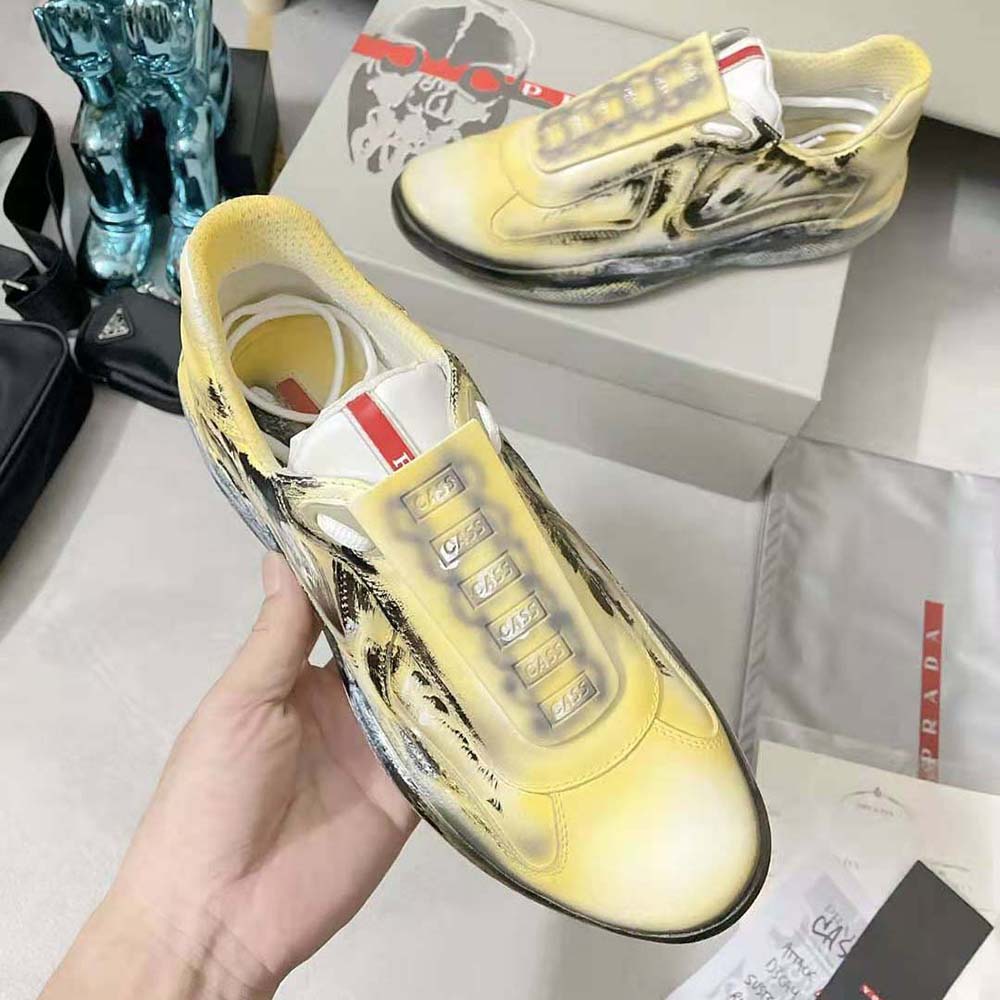 Prada Unisex Cass x Prada Americas Cup D3cay Sneakers-Yellow - image 4