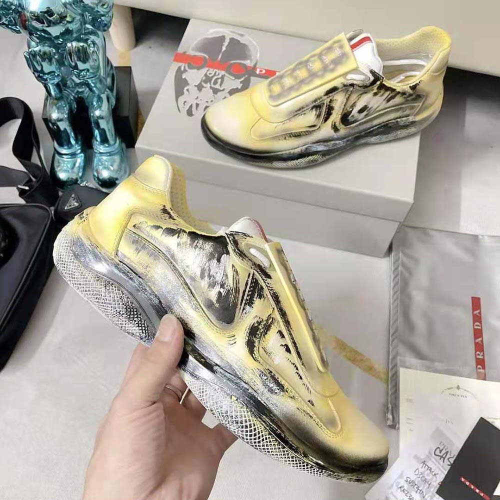 Prada Unisex Cass x Prada Americas Cup D3cay Sneakers-Yellow - image 7
