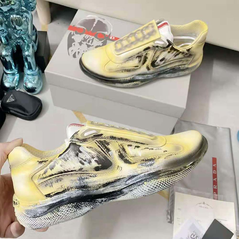 Prada Unisex Cass x Prada Americas Cup D3cay Sneakers-Yellow - image 6