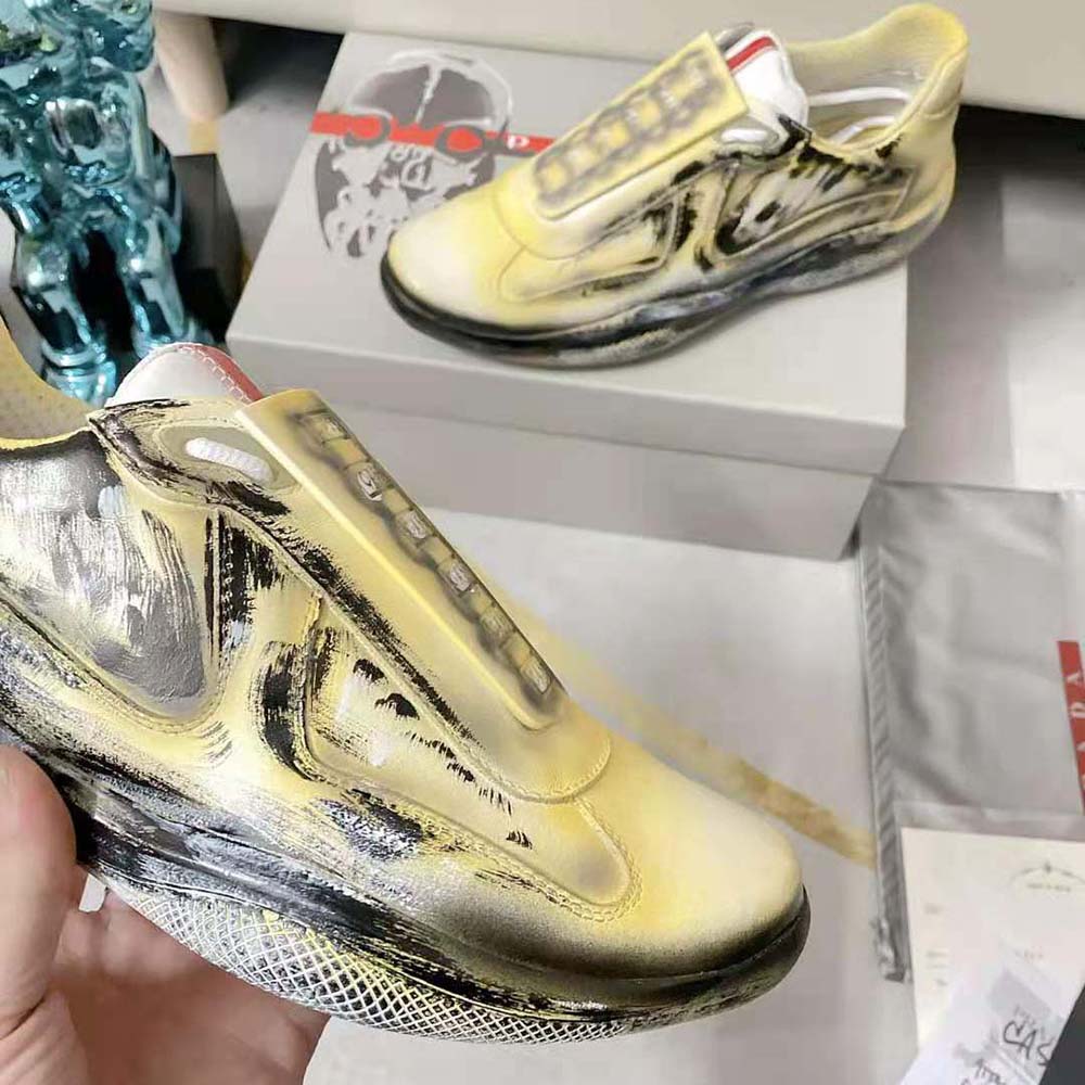 Prada Unisex Cass x Prada Americas Cup D3cay Sneakers-Yellow - image 8