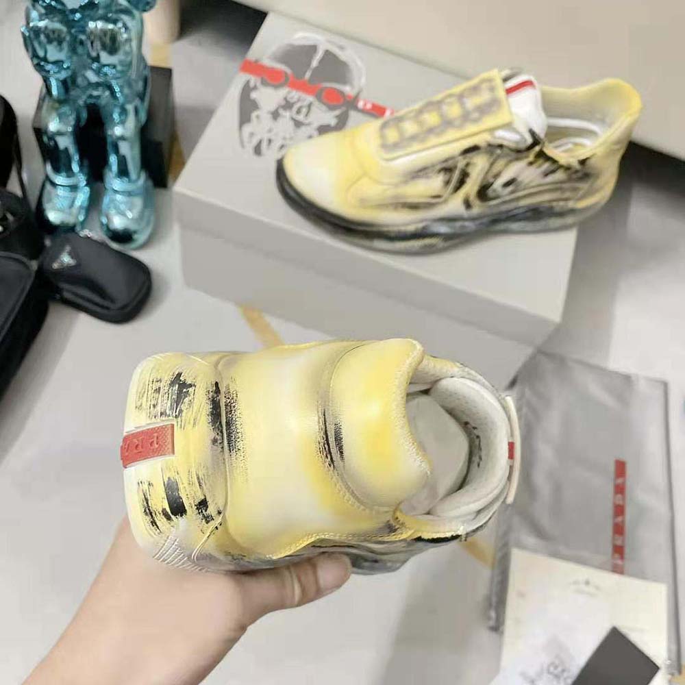 Prada Unisex Cass x Prada Americas Cup D3cay Sneakers-Yellow - image 9