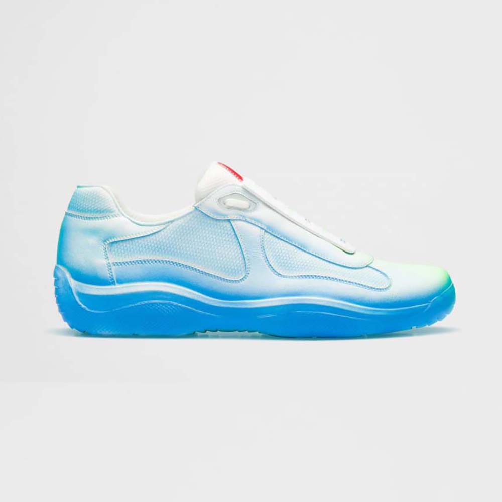 Side profile of Prada Unisex Cass x Prada Americas Cup Rel3ase Sneakers-Blue