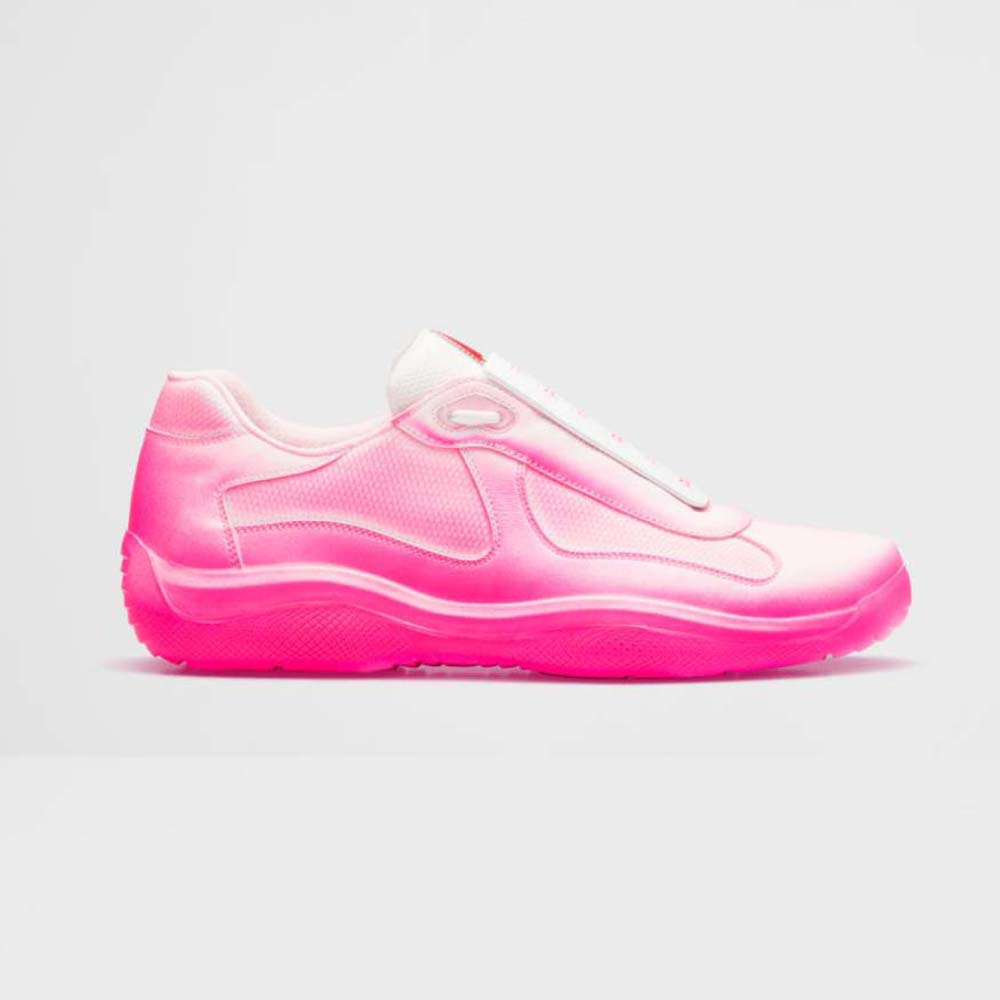 Side profile of Prada Unisex Cass x Prada Americas Cup Rel3ase Sneakers-Pink