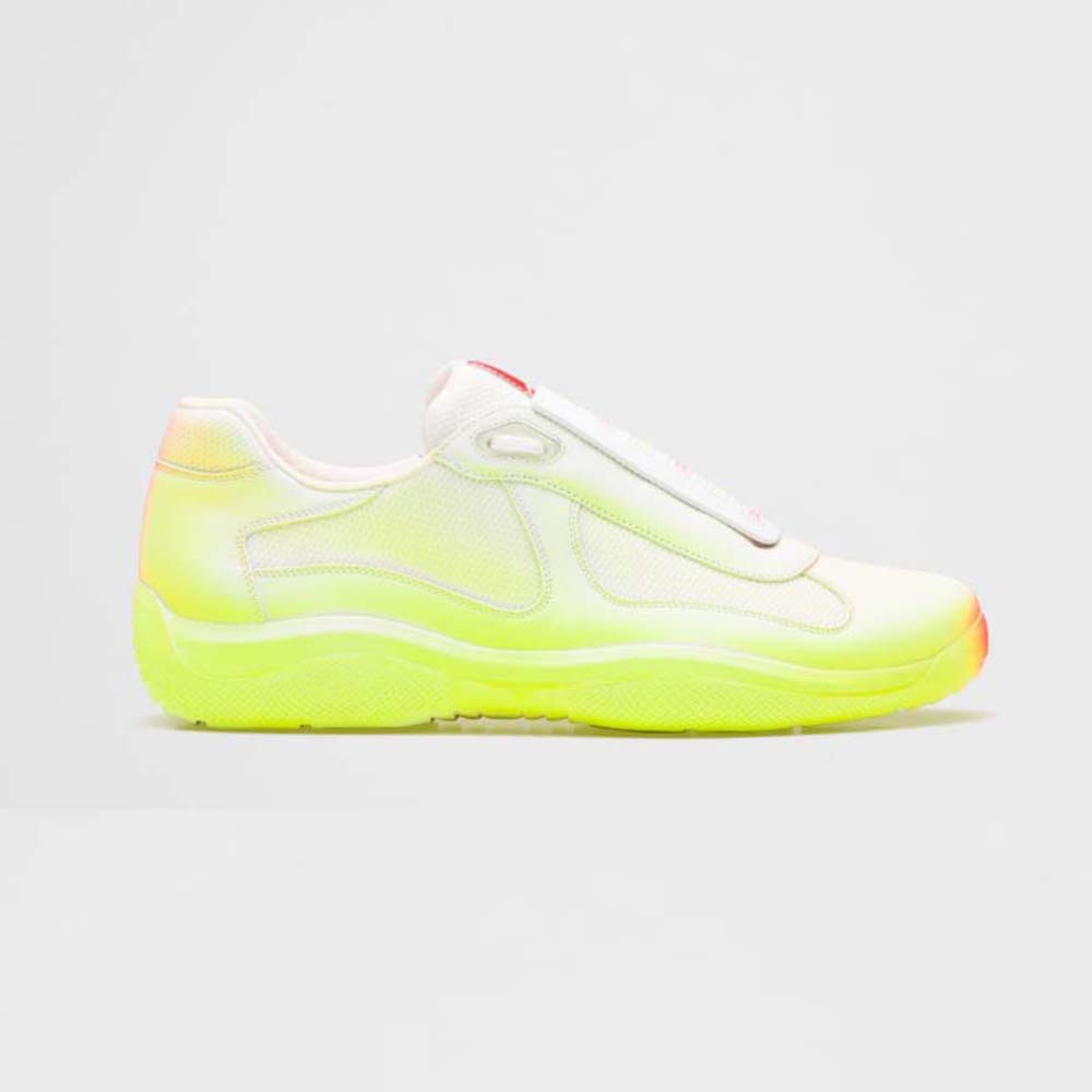 Side profile of Prada Unisex Cass x Prada Americas Cup Rel3ase Sneakers-Yellow