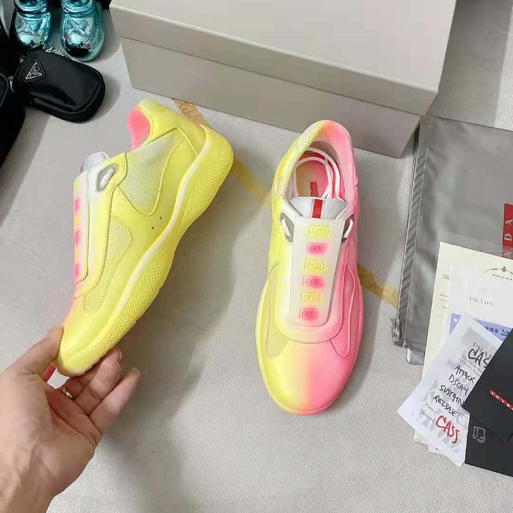 Prada Unisex Cass x Prada Americas Cup Rel3ase Sneakers-Yellow - image 4