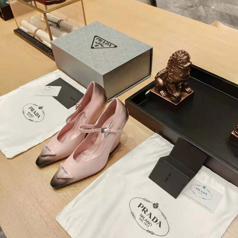 Prada Women Brushed Leather Pumps in 95 mm Leather-Covered Heel-Pink - image 4