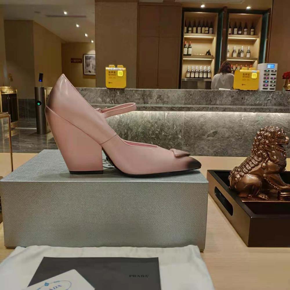 Prada Women Brushed Leather Pumps in 95 mm Leather-Covered Heel-Pink - image 6