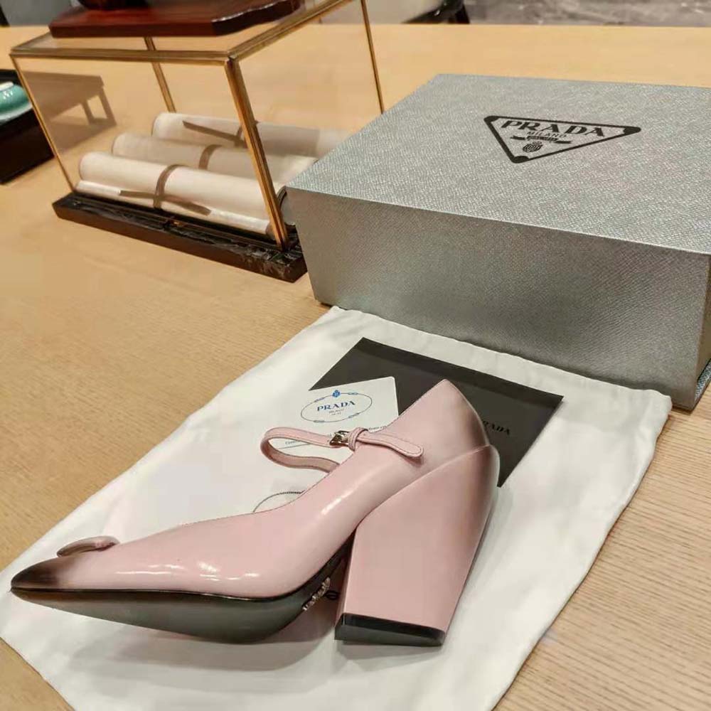 Prada Women Brushed Leather Pumps in 95 mm Leather-Covered Heel-Pink - image 7