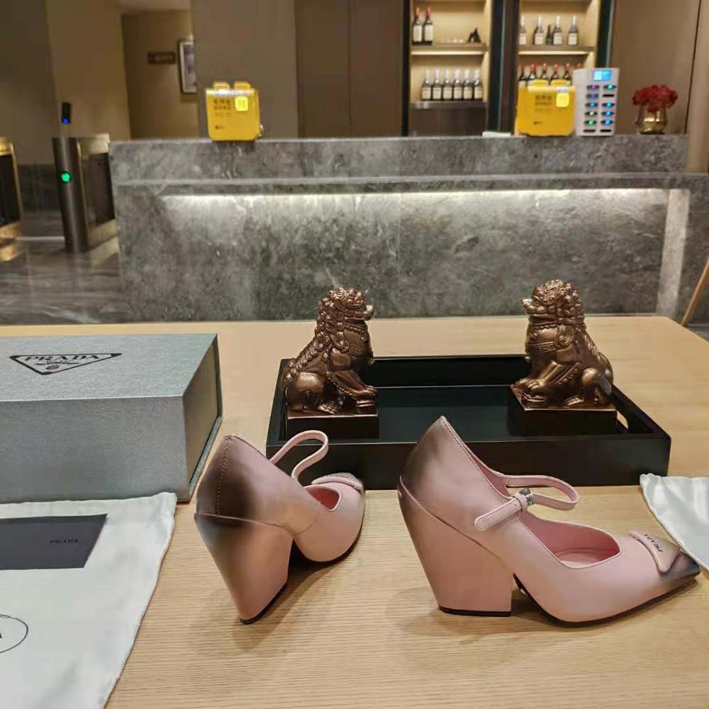 Prada Women Brushed Leather Pumps in 95 mm Leather-Covered Heel-Pink - image 10