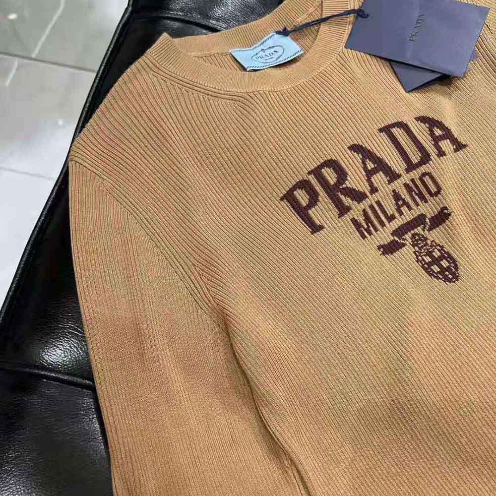 Prada Women Cropped Silk Sweater with Logo - image 8