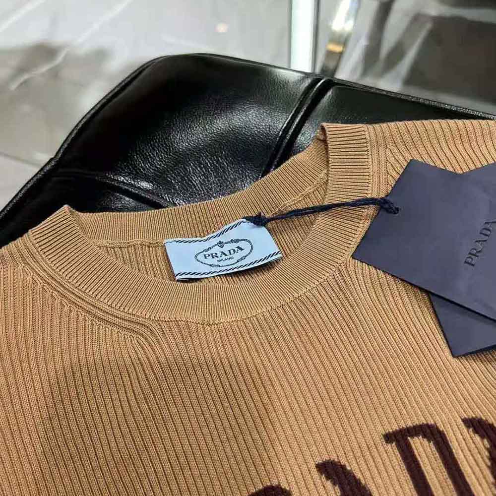 Prada Women Cropped Silk Sweater with Logo - image 6