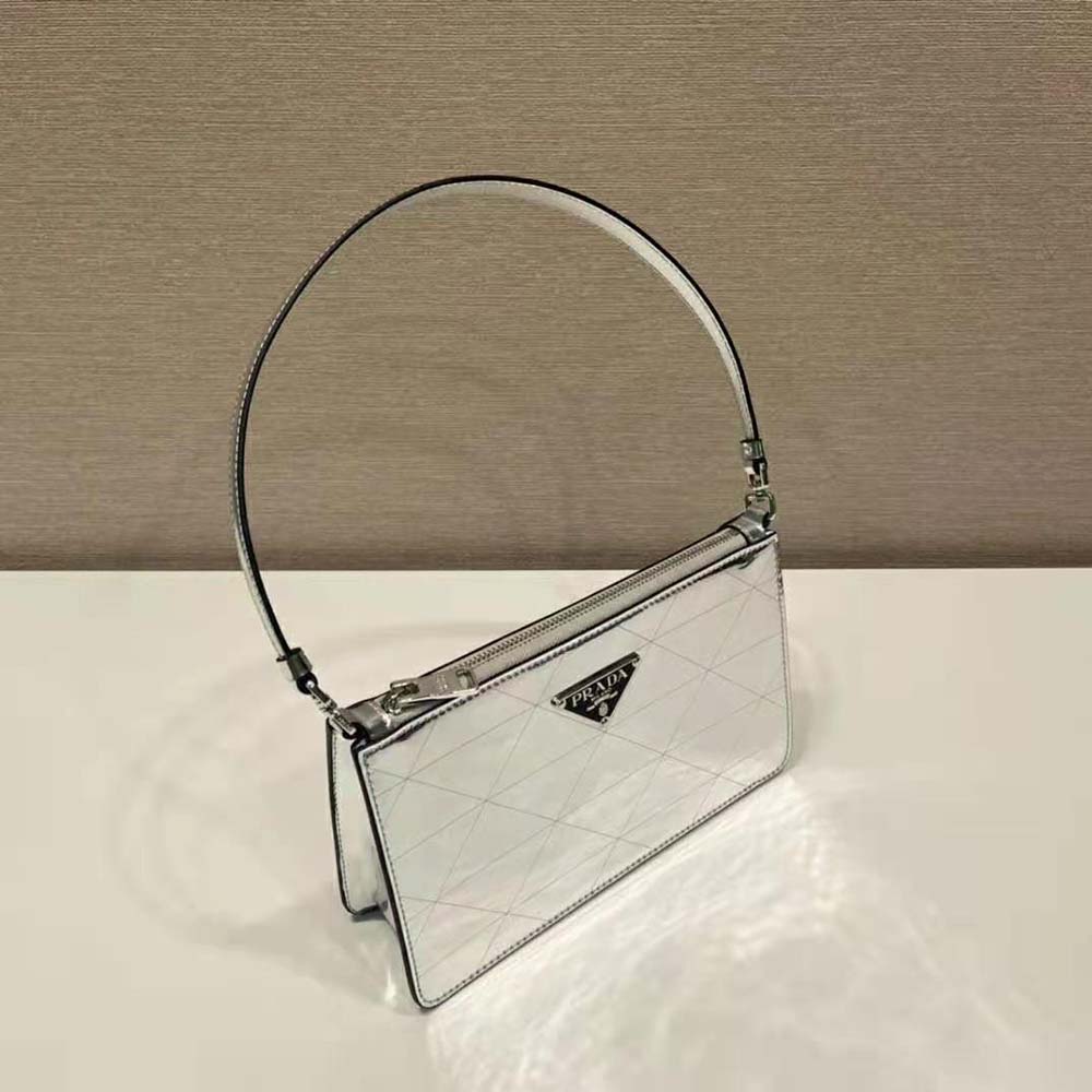 Prada Women Metallic Leather Mini-Bag-Silver - image 5