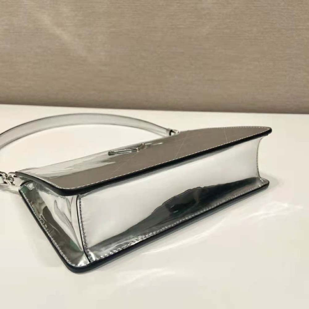 Prada Women Metallic Leather Mini-Bag-Silver - image 8