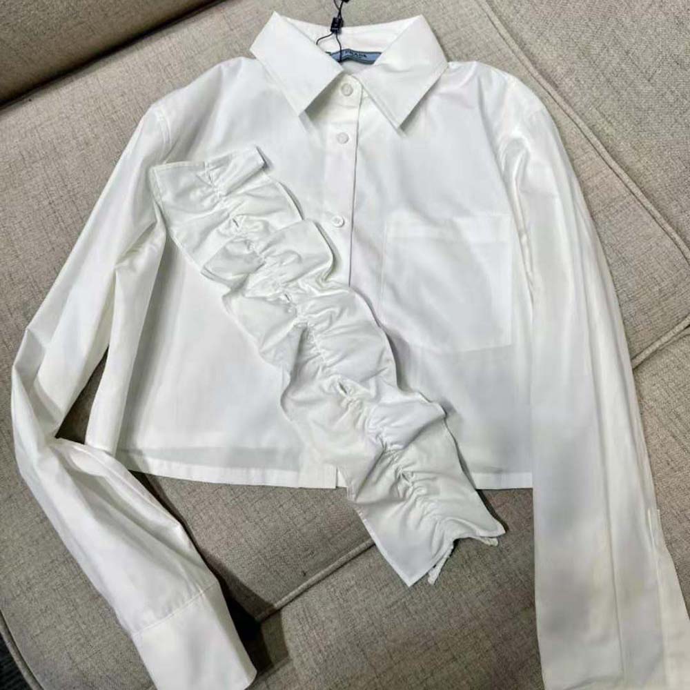 Prada Women Poplin Shirt with Triangle Logo with Sartorial Label - image 4