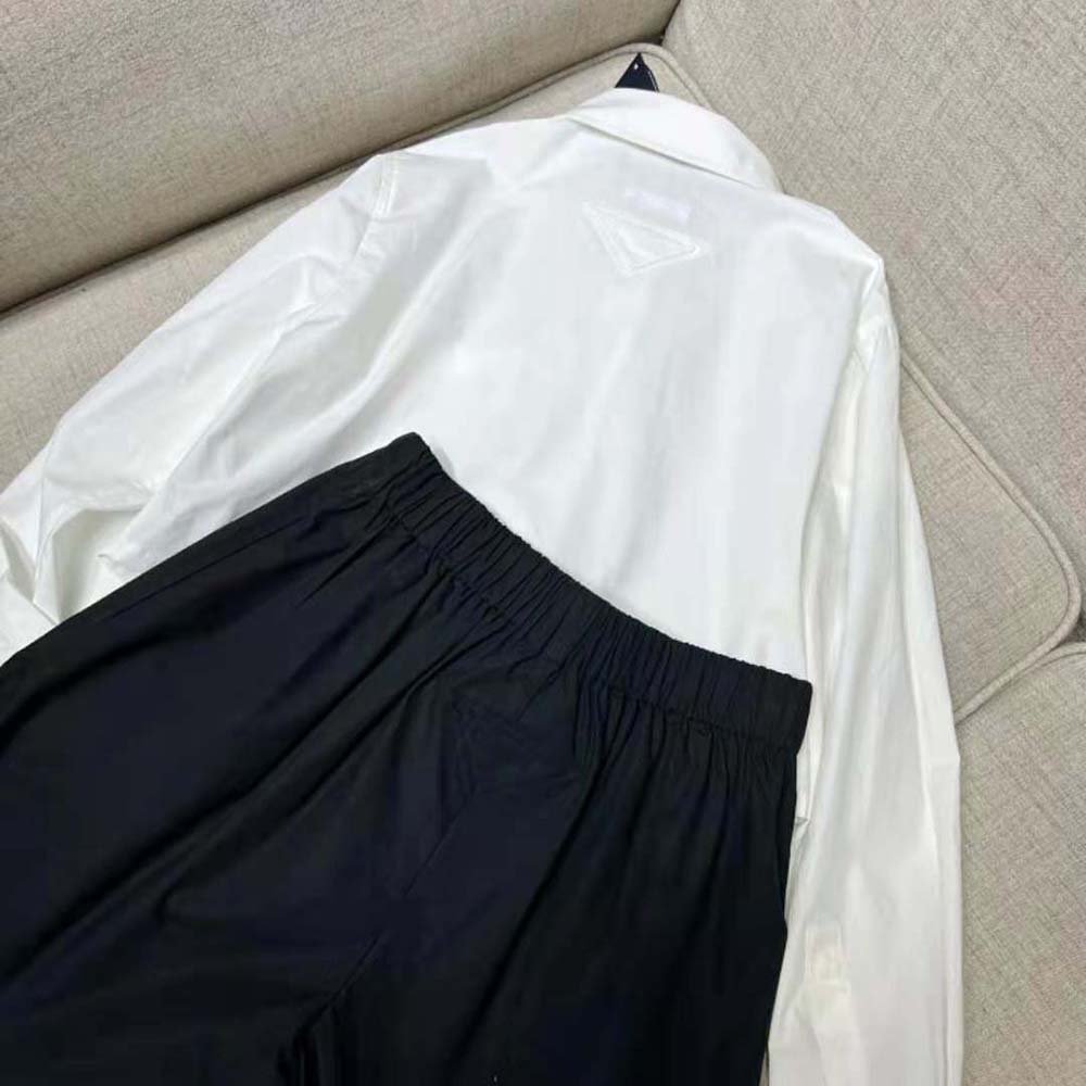 Prada Women Poplin Shirt with Triangle Logo with Sartorial Label - image 5
