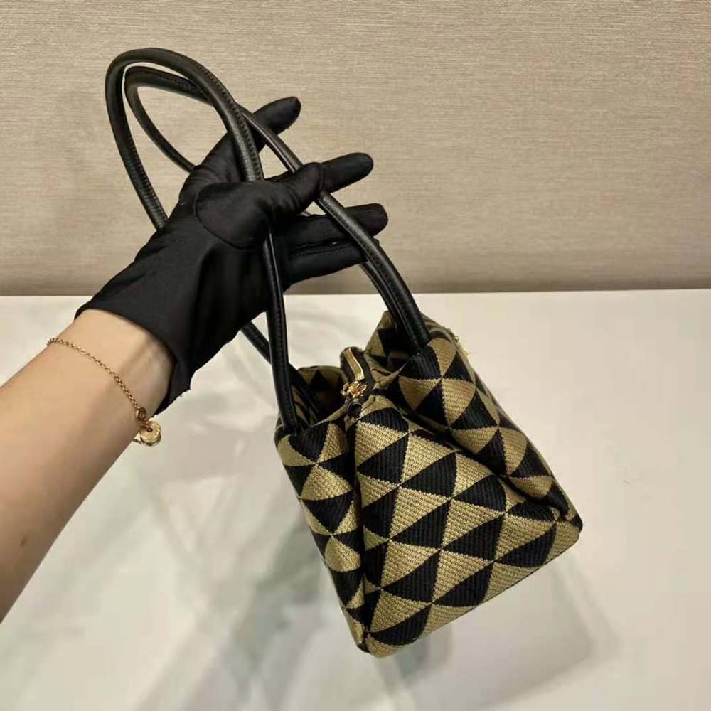 Prada Women Small Embroidered Fabric Bag-Brown - image 7