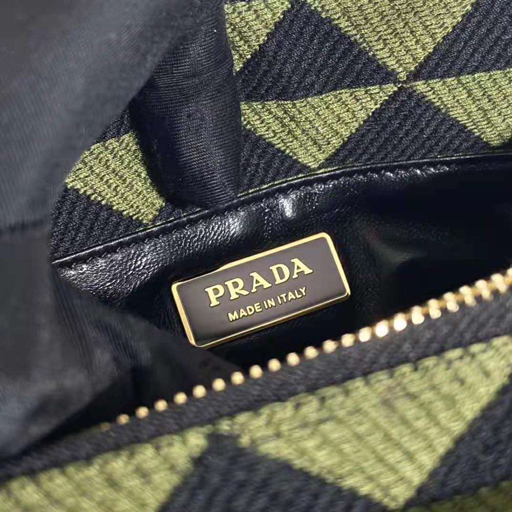Prada Women Small Embroidered Fabric Bag-Green - image 10