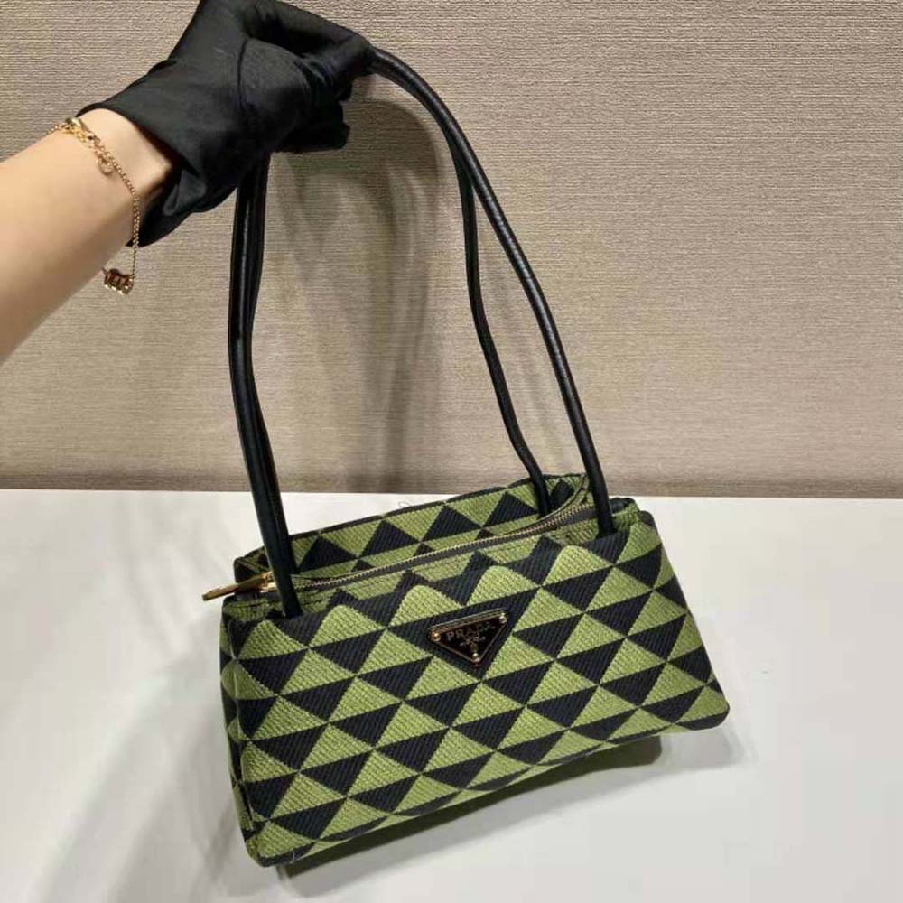 Prada Women Small Embroidered Fabric Bag-Green - image 5