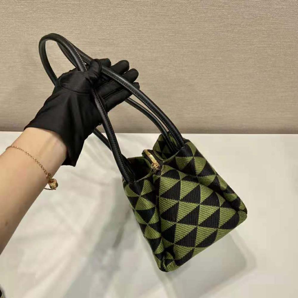Prada Women Small Embroidered Fabric Bag-Green - image 7