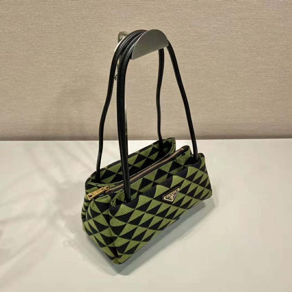 Prada Women Small Embroidered Fabric Bag-Green - image 6