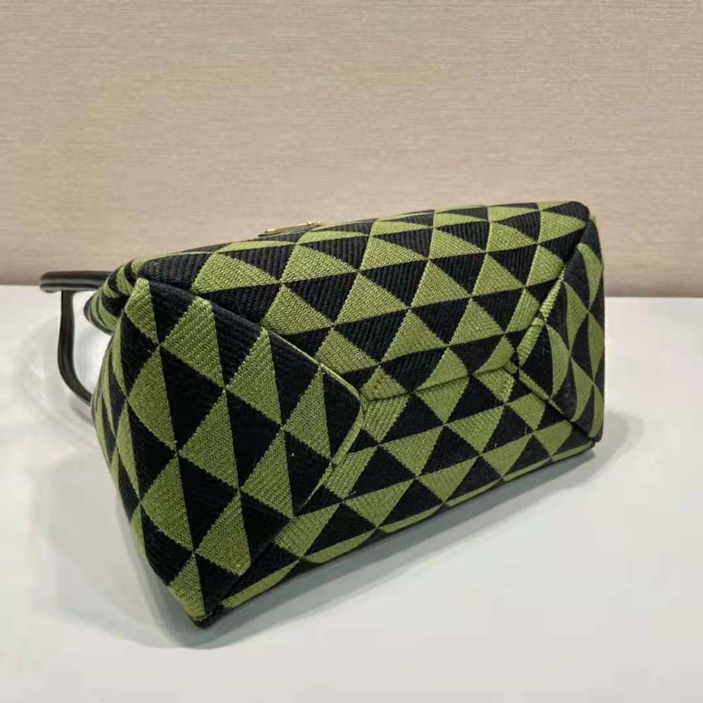 Prada Women Small Embroidered Fabric Bag-Green - image 4