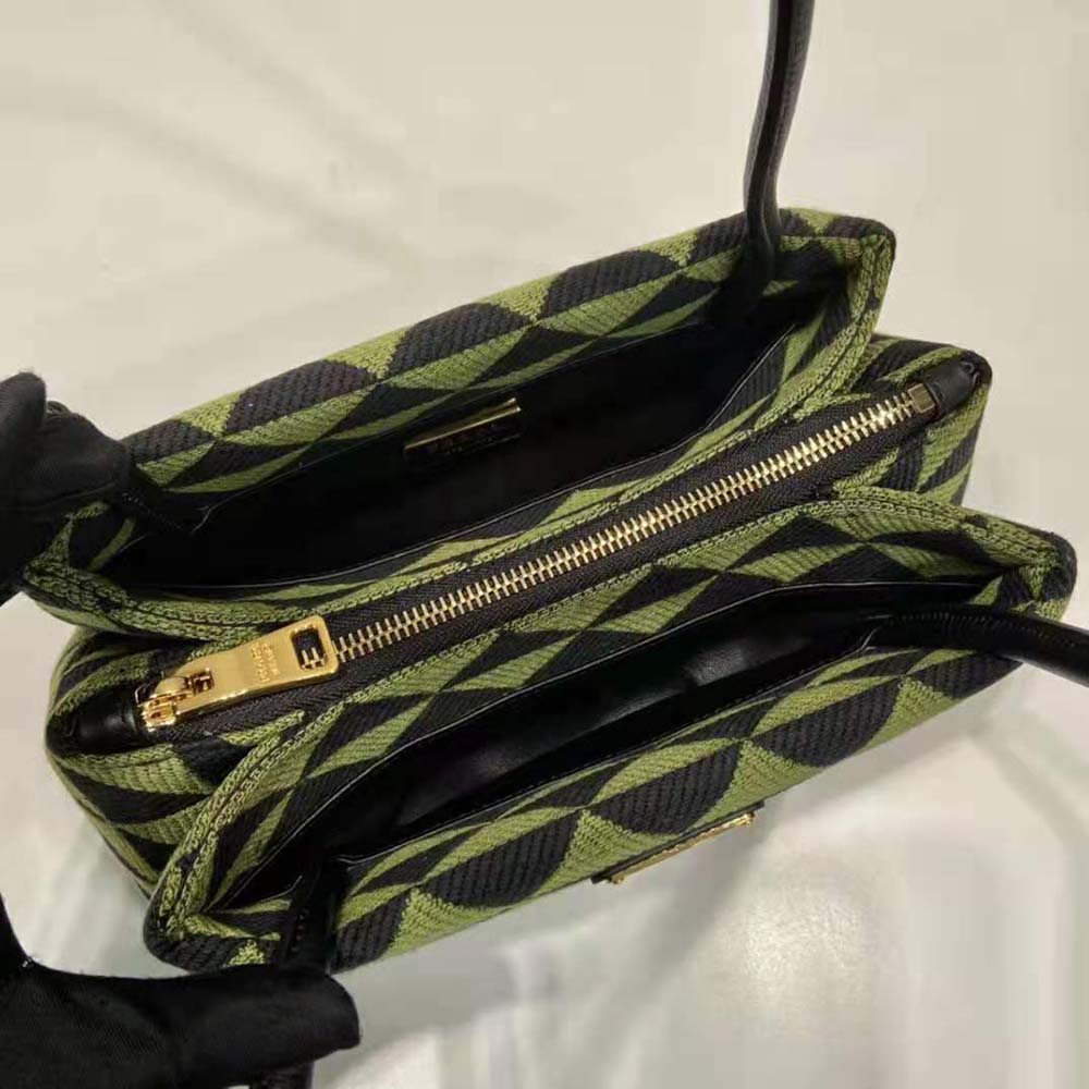 Prada Women Small Embroidered Fabric Bag-Green - image 8