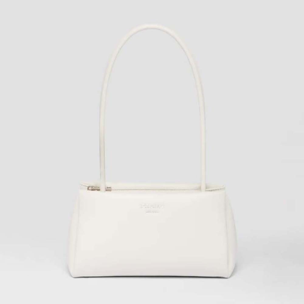 Front view of Prada Women Small Leather Bag-White with logo