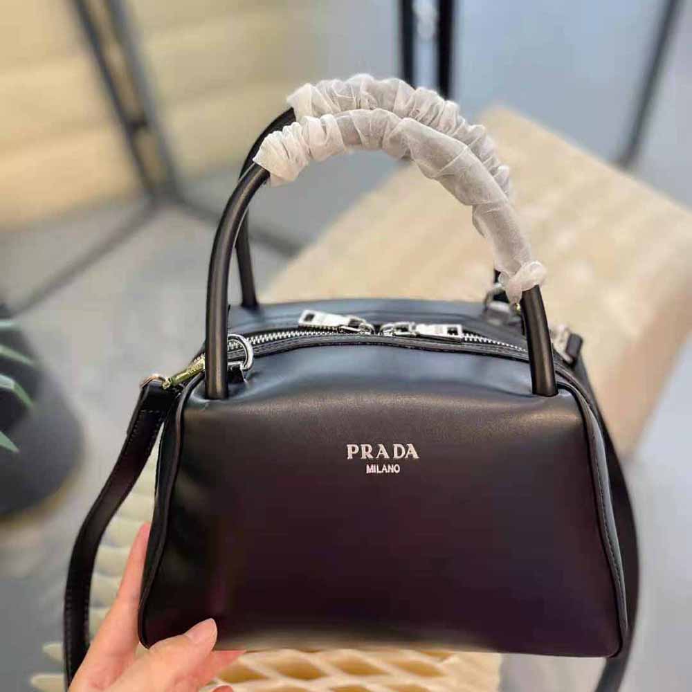 Prada Women Small Leather Handbag-Black - image 5