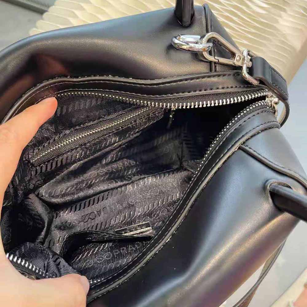 Prada Women Small Leather Handbag-Black - image 8