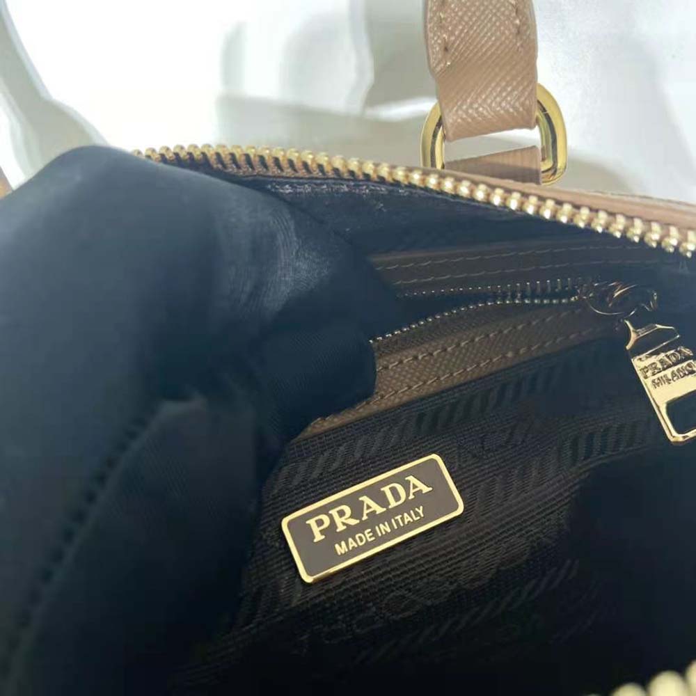 Prada Women Symbole Embroidered Jacquard Fabric Top-Handle Bag-Brown - image 9