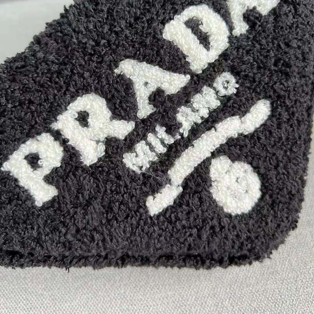 Prada Women Terrycloth Pouch with Embroidered Lettering Logo-Black - image 7