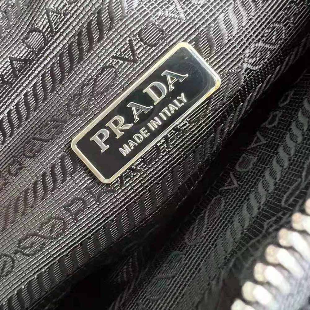 Prada Women Terrycloth Pouch with Embroidered Lettering Logo-Black - image 9