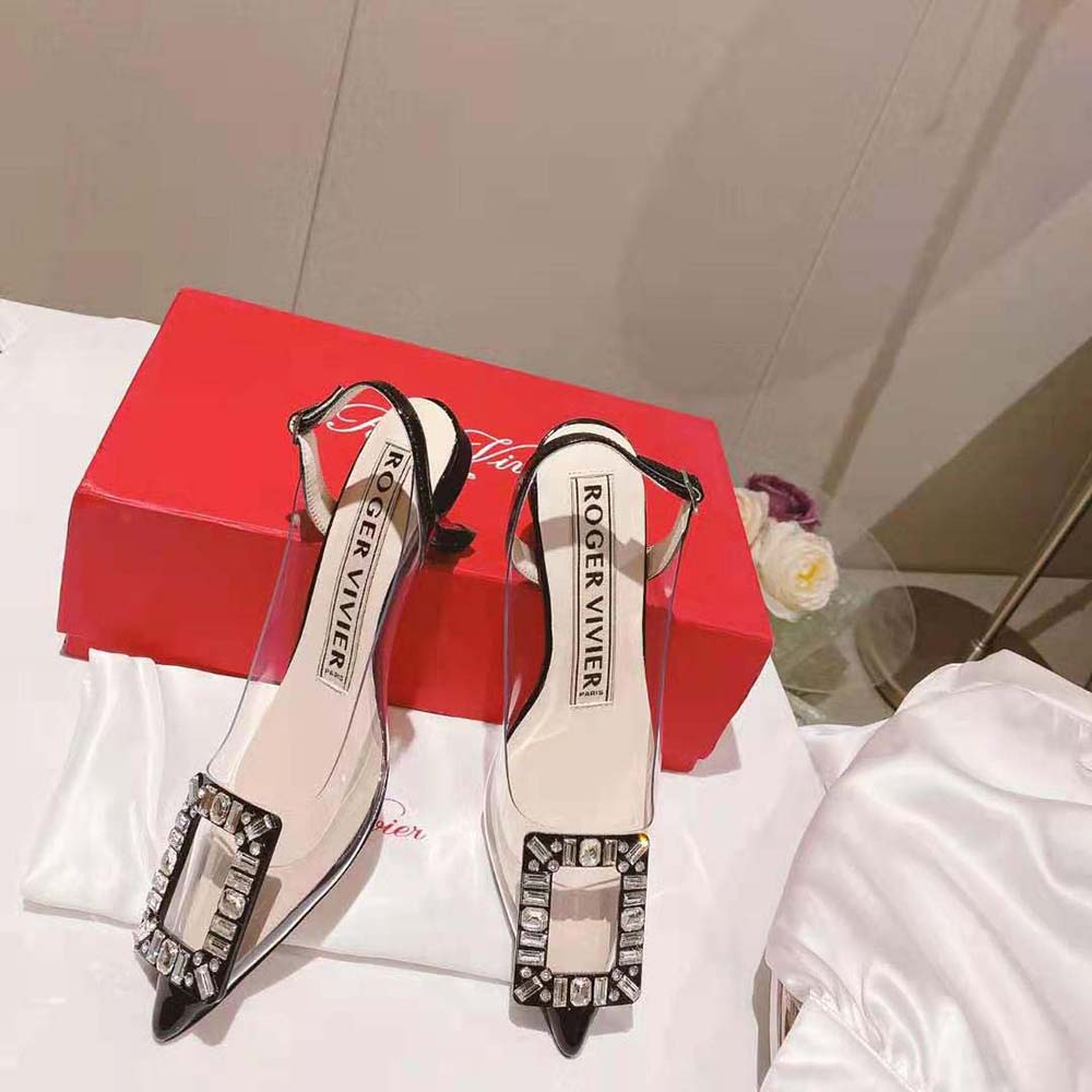 Top view showing pointed toe and slingback strap of Roger Vivier Pumps