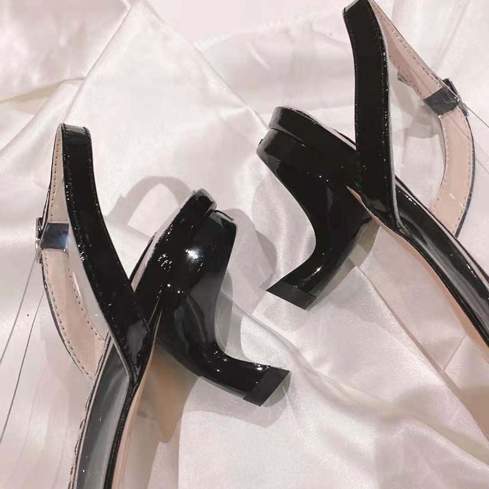 Roger Vivier Women Virgule Strass Buckle Slingback Pumps in PVC-Black - image 10