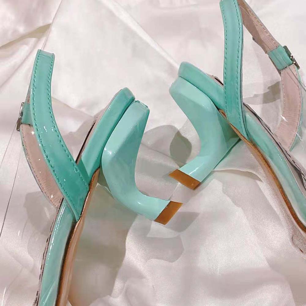 Roger Vivier Women Virgule Strass Buckle Slingback Pumps in PVC-Lime - image 9