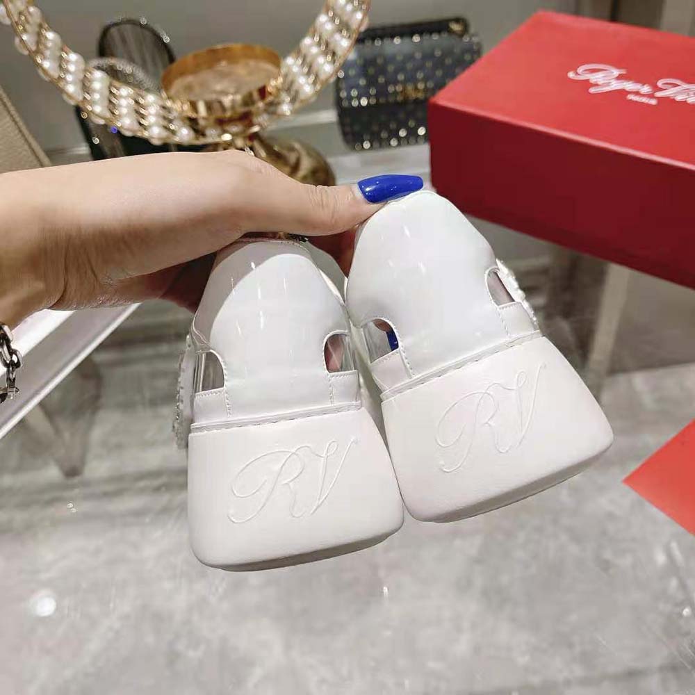 Roger Vivier Women Viv’ Skate Strass Buckle Sneakers in PVC-White - image 10