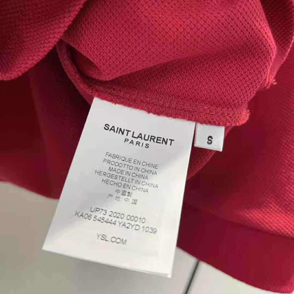 Saint Laurent YSL Women Cropped Polo Shirt in Cotton Piqué-Red - image 10