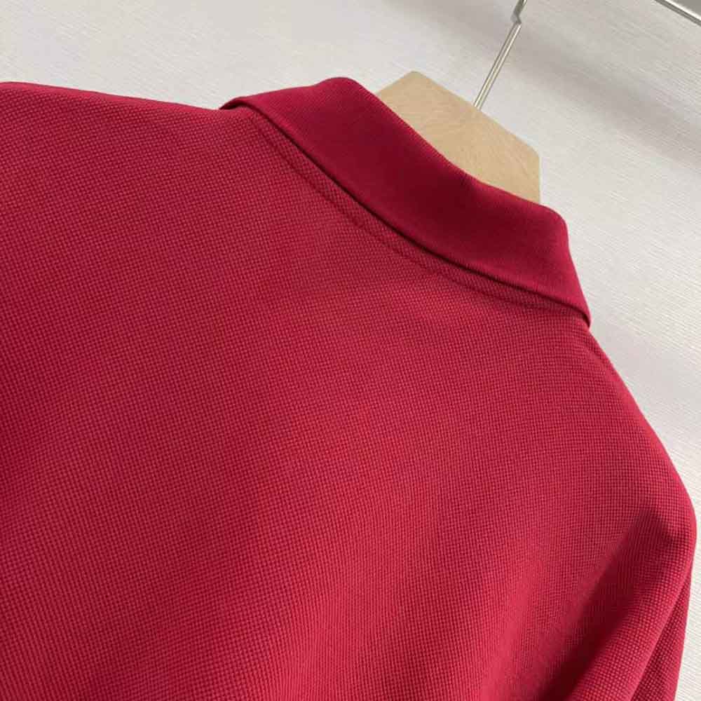 Saint Laurent YSL Women Cropped Polo Shirt in Cotton Piqué-Red - image 5