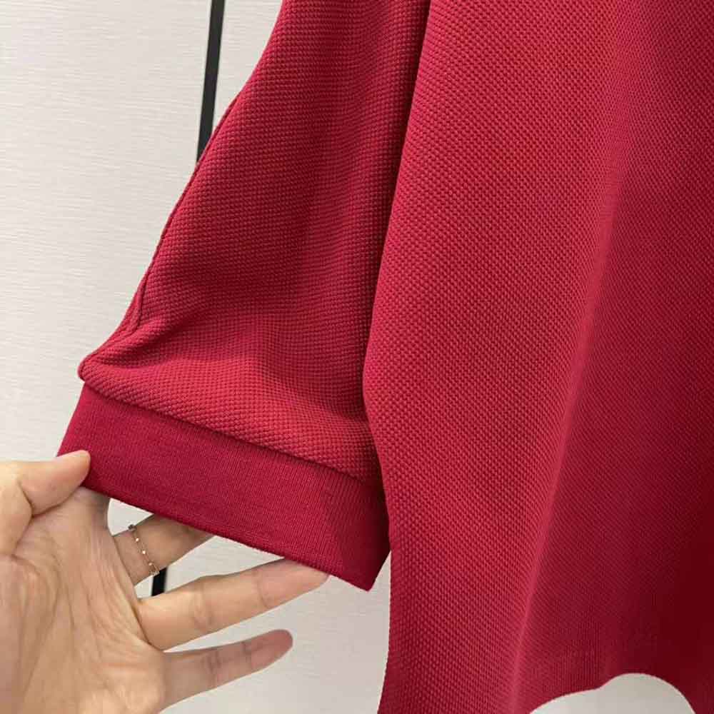 Saint Laurent YSL Women Cropped Polo Shirt in Cotton Piqué-Red - image 7