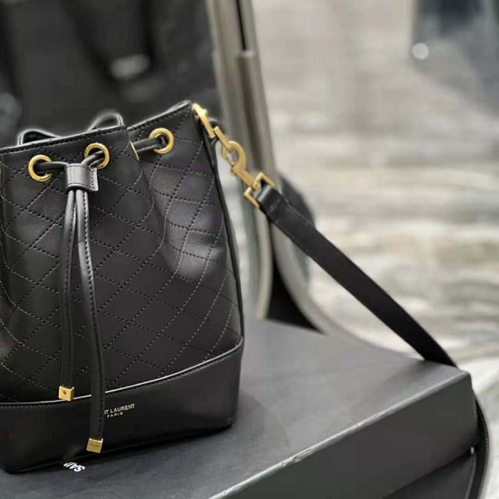 Saint Laurent YSL Women Emmanuelle Small Bucket Bag in Quilted Lambskin-Black - image 4