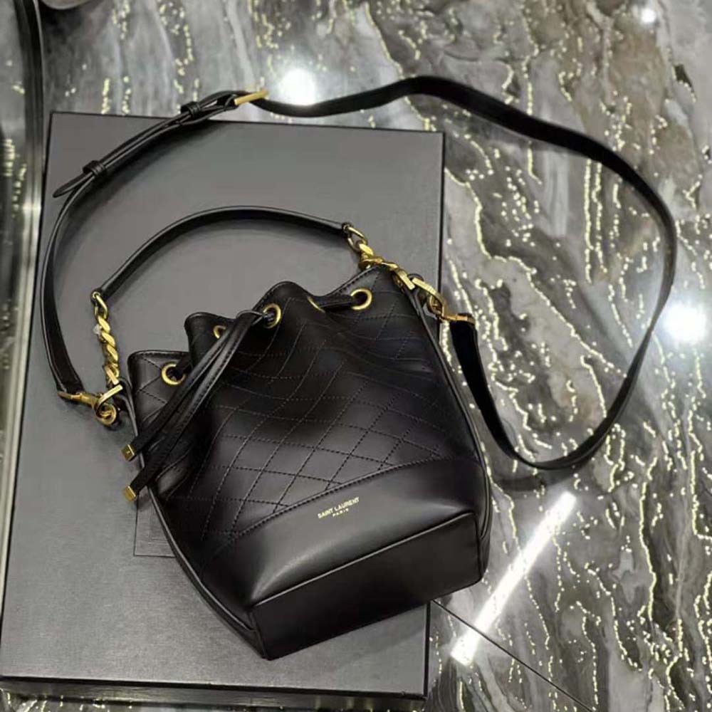 Saint Laurent YSL Women Emmanuelle Small Bucket Bag in Quilted Lambskin-Black - image 7