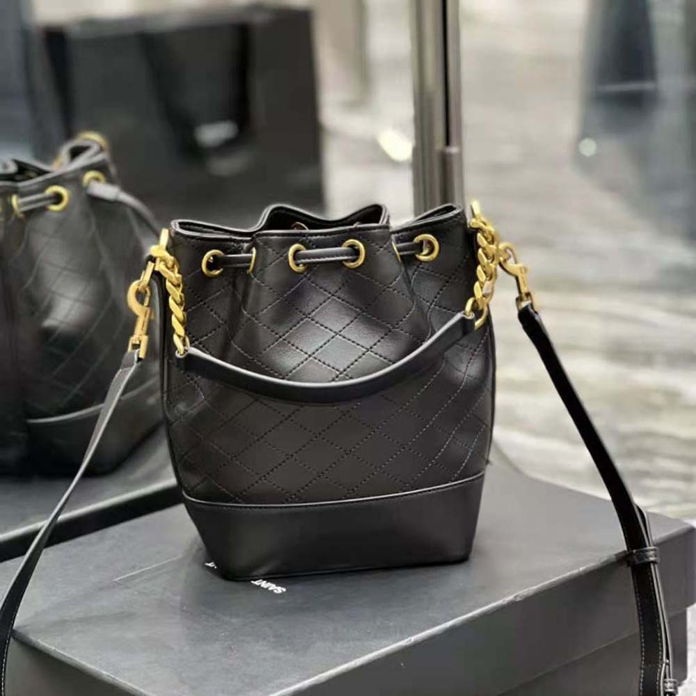 Saint Laurent YSL Women Emmanuelle Small Bucket Bag in Quilted Lambskin-Black - image 5
