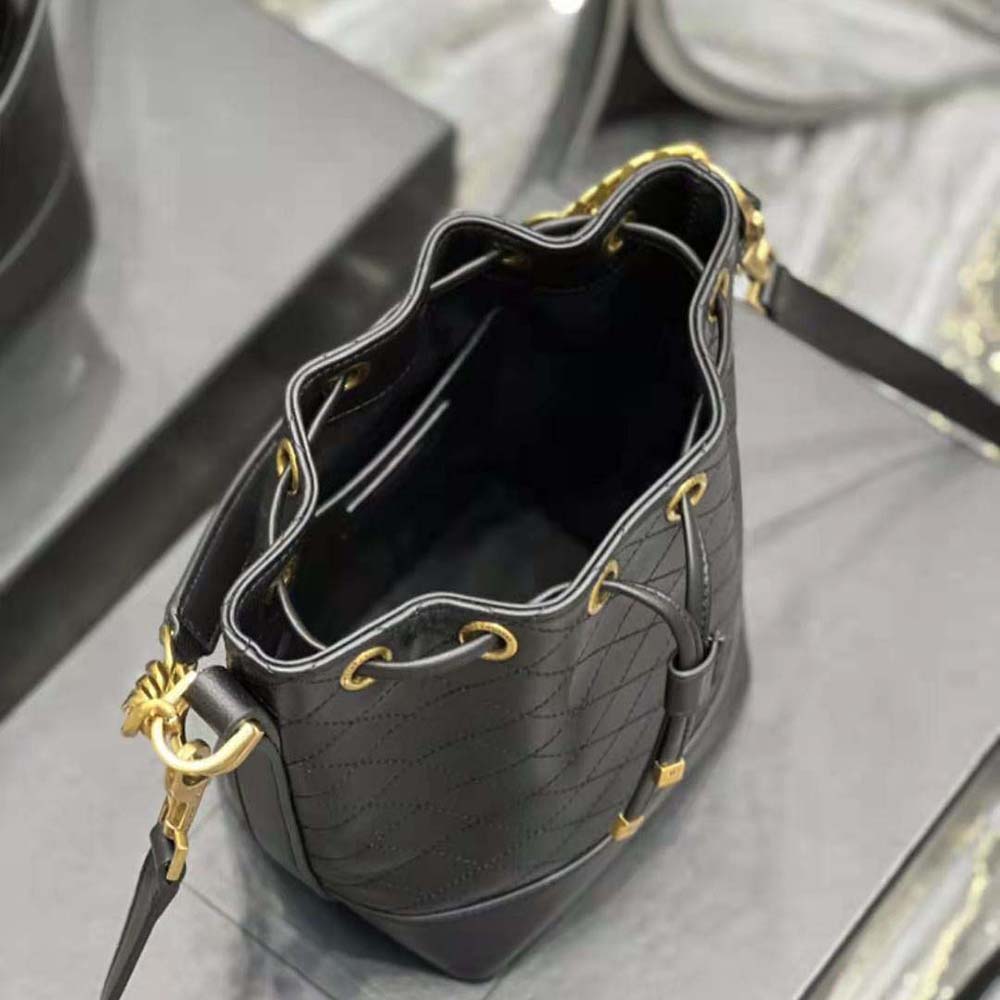 Saint Laurent YSL Women Emmanuelle Small Bucket Bag in Quilted Lambskin-Black - image 9